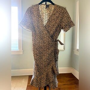Vero Moda leopard ruffle wrap dress. Size XS.